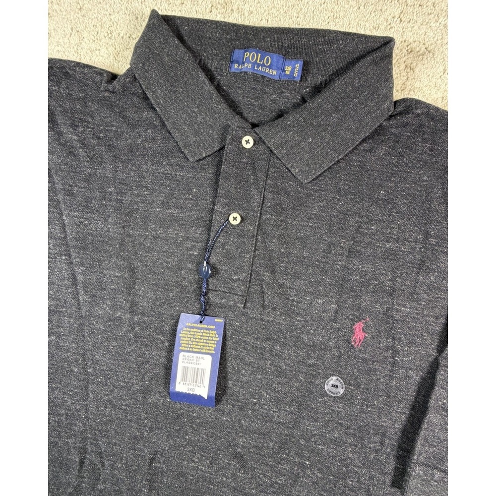 NWT Polo Ralph Lauren‎ Polo Shirt Men's 3XB Big Black Short Sleeve Pony